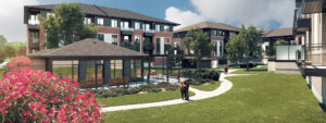 Exterior view of the Wateridge Village, featuring condos for rent in Rockcliffe, set against the backdrop of a welcoming community.