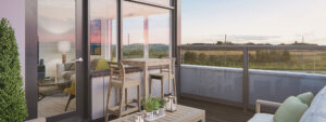 Rendering of exterior terrace
